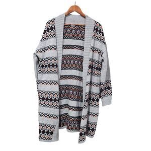 Caslon Aztec Open Front Cardigan Sweater Grey Size XL
